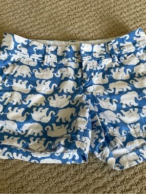 Lilly Pulitzer Blue & White Elephant-Print Bermuda Shorts